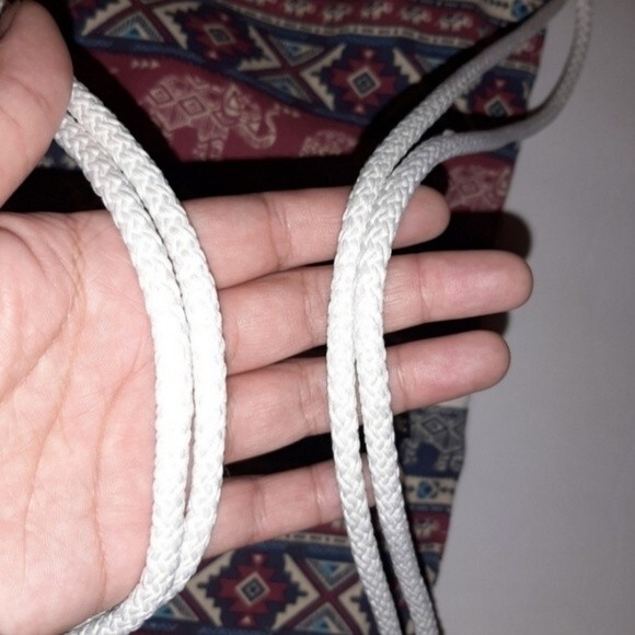 J.M. Bangkok Canvas Backpack Drawstring Gym Bag Ethnic Bohemian w/zip Pocket - Picture 9 of 11